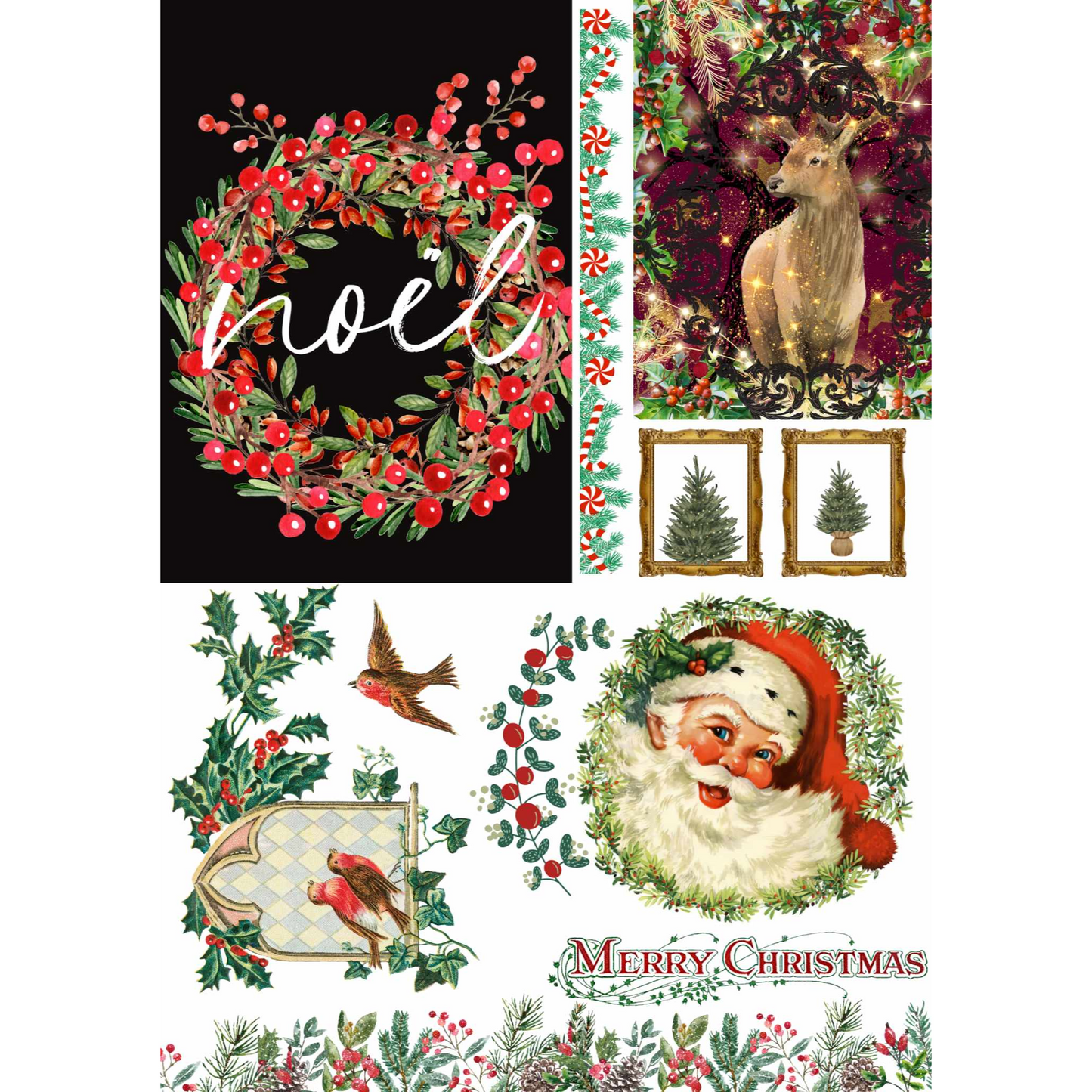"Snow Time Like Christmas" 3 sheet decoupage paper set by Made By Marley. Sheet #3 of 3. Available at Milton's Daughter.
