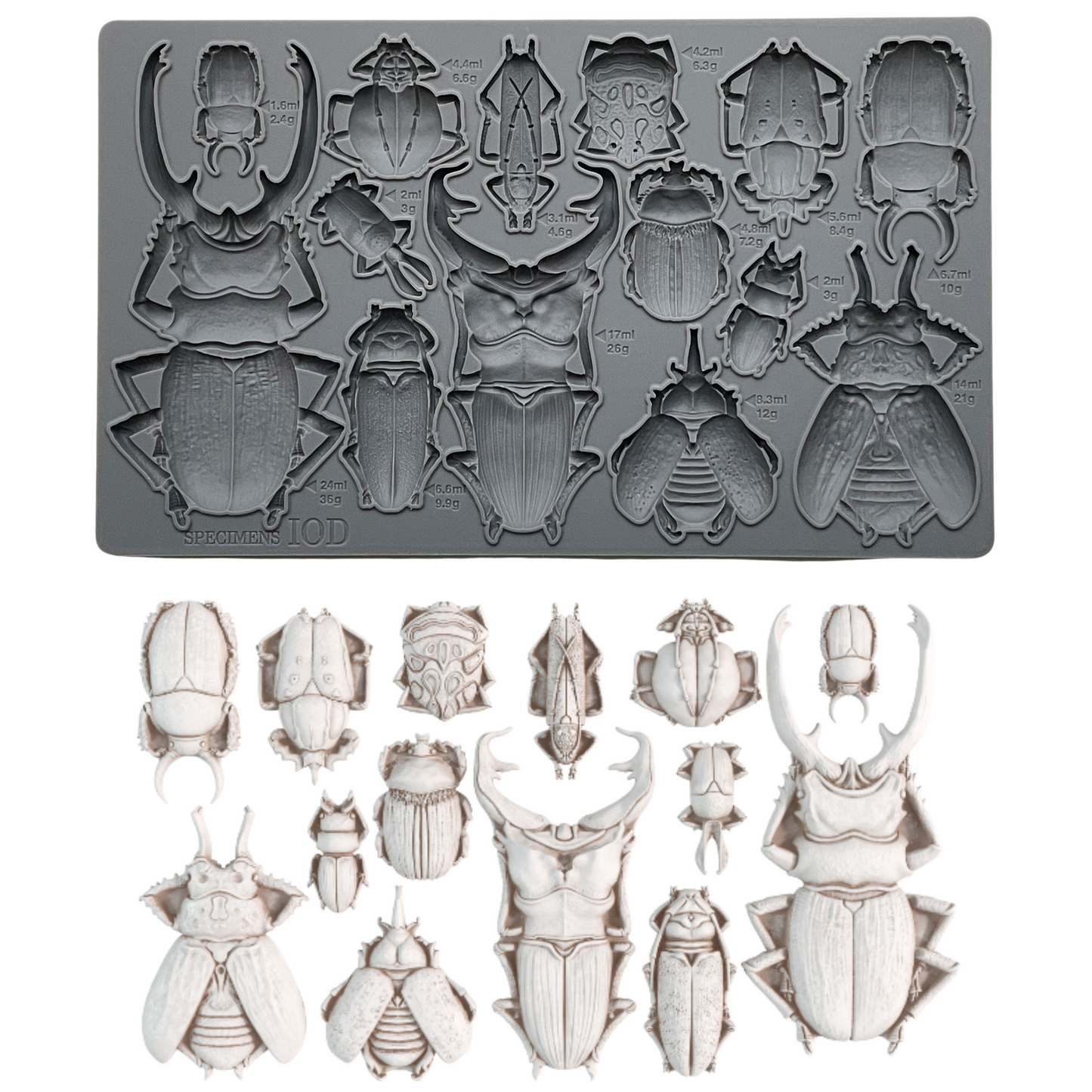 "Specimens" IOD Mould by Iron Orchid Designs. Mould and castings combination photo. Available at Milton's Daughter.