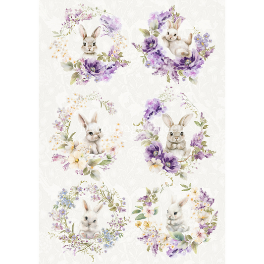 "Spring Bunnies" decoupage rice paper by Decoupage Queen. Available at Milton's Daughter.