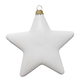 White star-shaped ornament with a gold hook on a white background