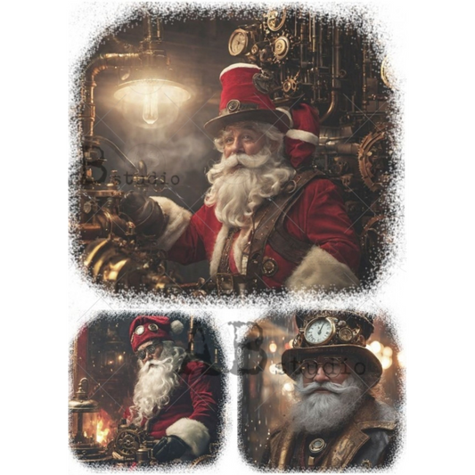 "Steampunk Santas" decoupage rice paper by AB Studio. Available at Milton's Daughter.