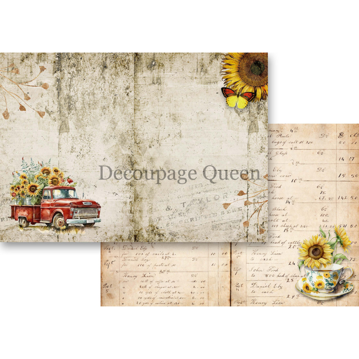 "Sunflower Ephemera Journal Kit" by Decoupage Queen.  Page 3.  Available at Milton's Daughter.