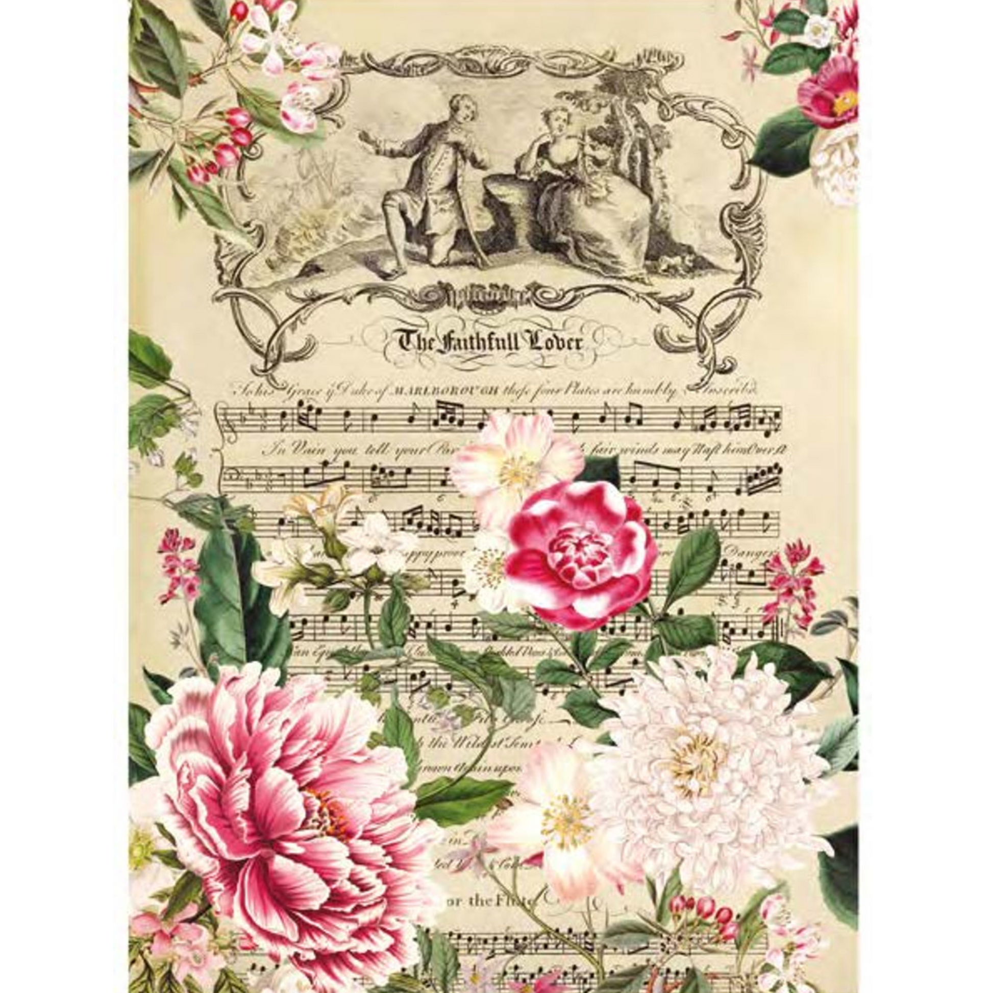 "The Faithful Lover Floral Symphony" decoupage rice paper by Calambour. Available at Milton's Daughter.