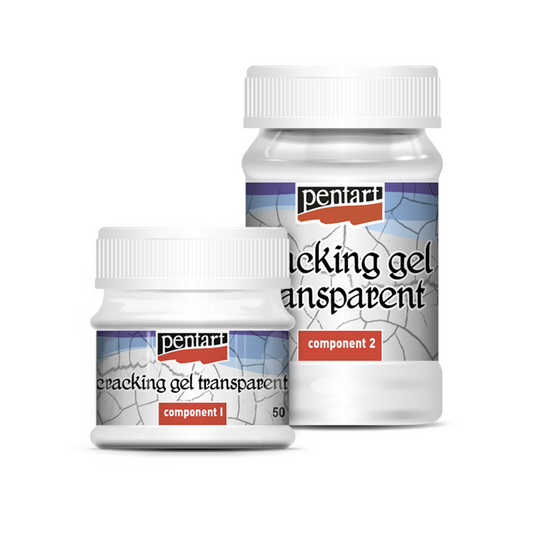 "Transparent Cracking Gel" by Pentart. 2 part cracking system for 3D effects. Available at Milton's Daughter.