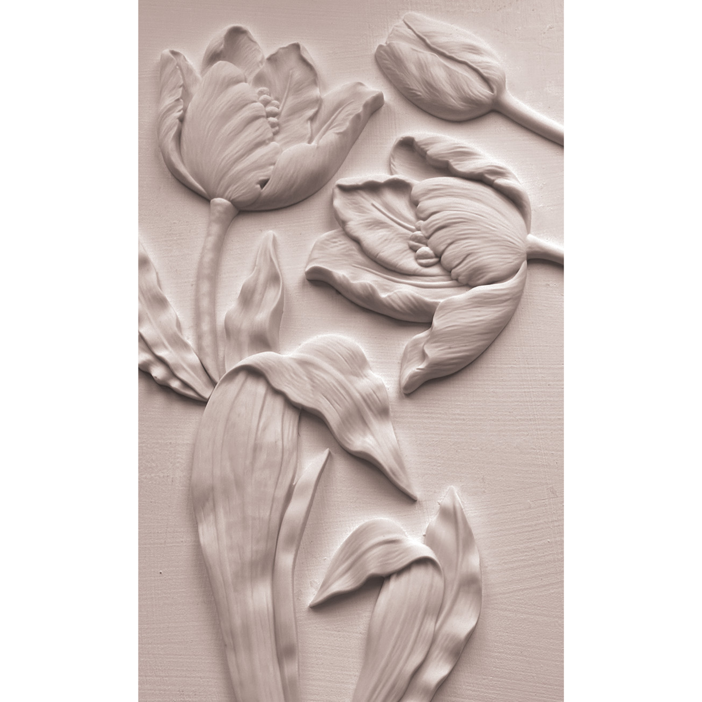 IOD Tulips mould castings example on a beige background