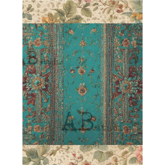 "Turquoise Tapestry" decoupage rice paper by AB Studio. Available at Milton's Daughter.