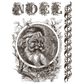 "Twelfth Night" IOD Paint Inlay by Iron Orchid Designs. Pg 2 of 8. Available at Milton's Daughter. Vintage-style illustration of a vintage Santa with 'NOEL' and 'Merry Christmas' text.