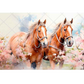 Two Horses in Flower Field