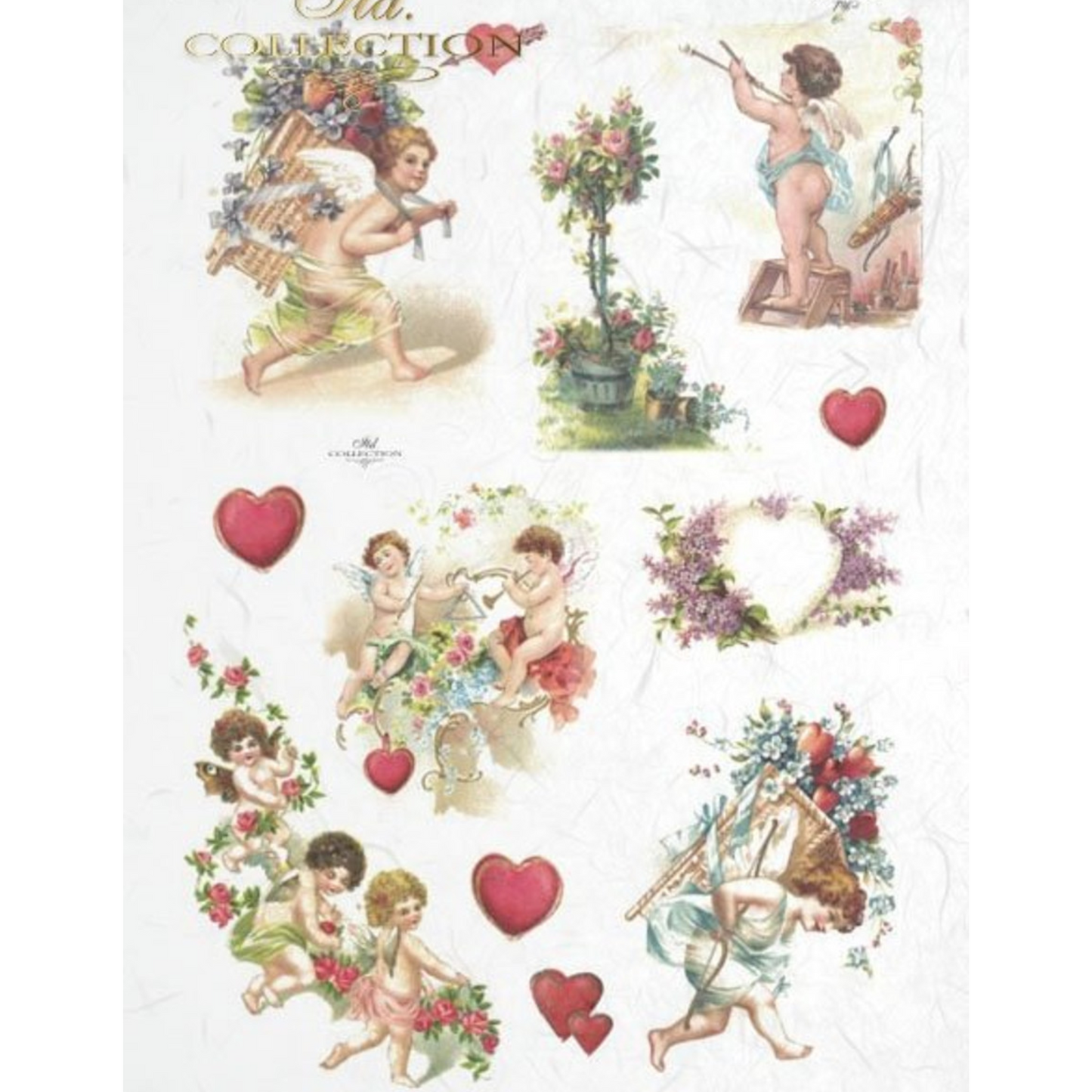 "Valentines Cherubs" decoupage rice paper by ITD Collection. Available at Milton's Daughter.