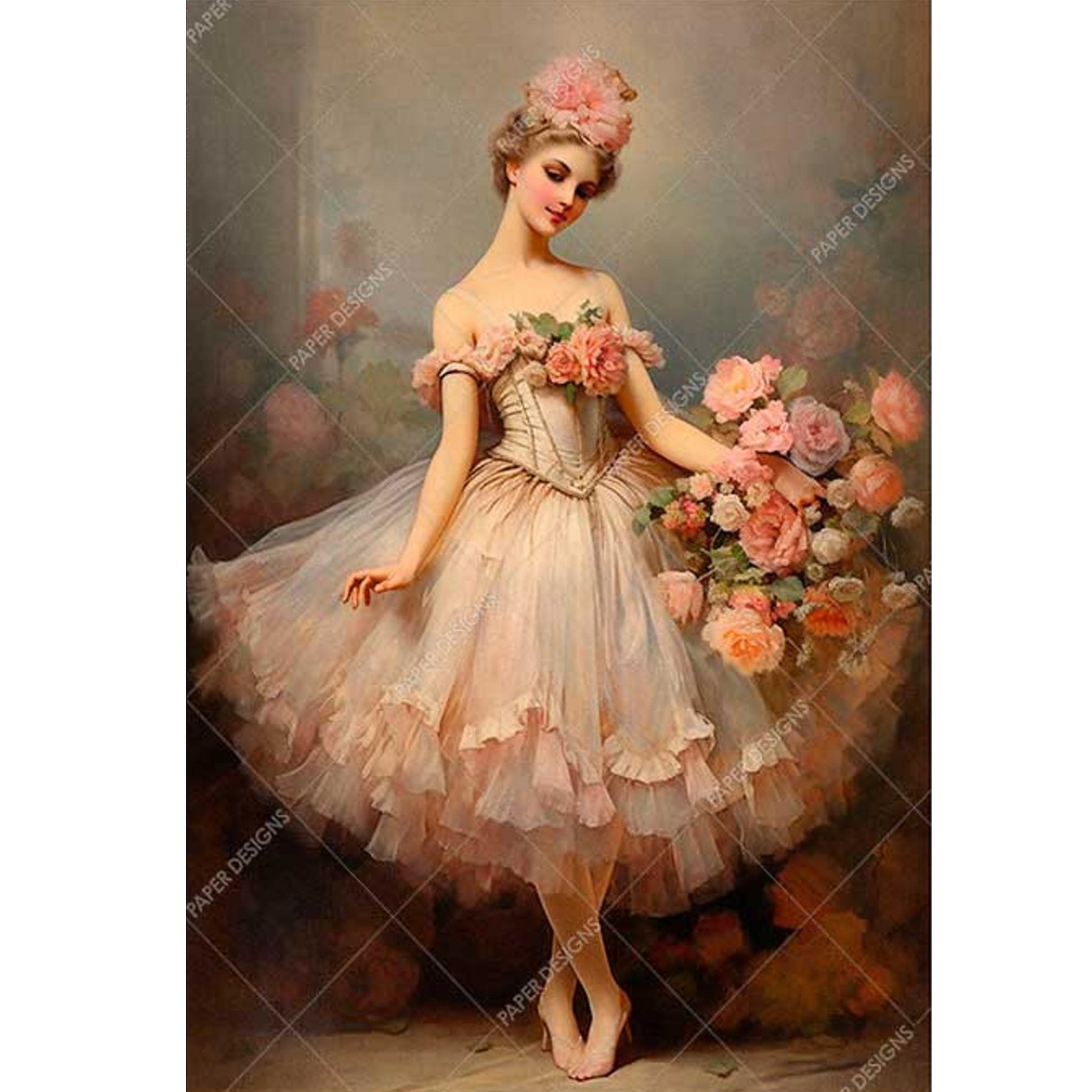 "Victorian Shabby Chic Ballerina" decoupage rice paper by Paper Designs. Available at Milton's Daughter.