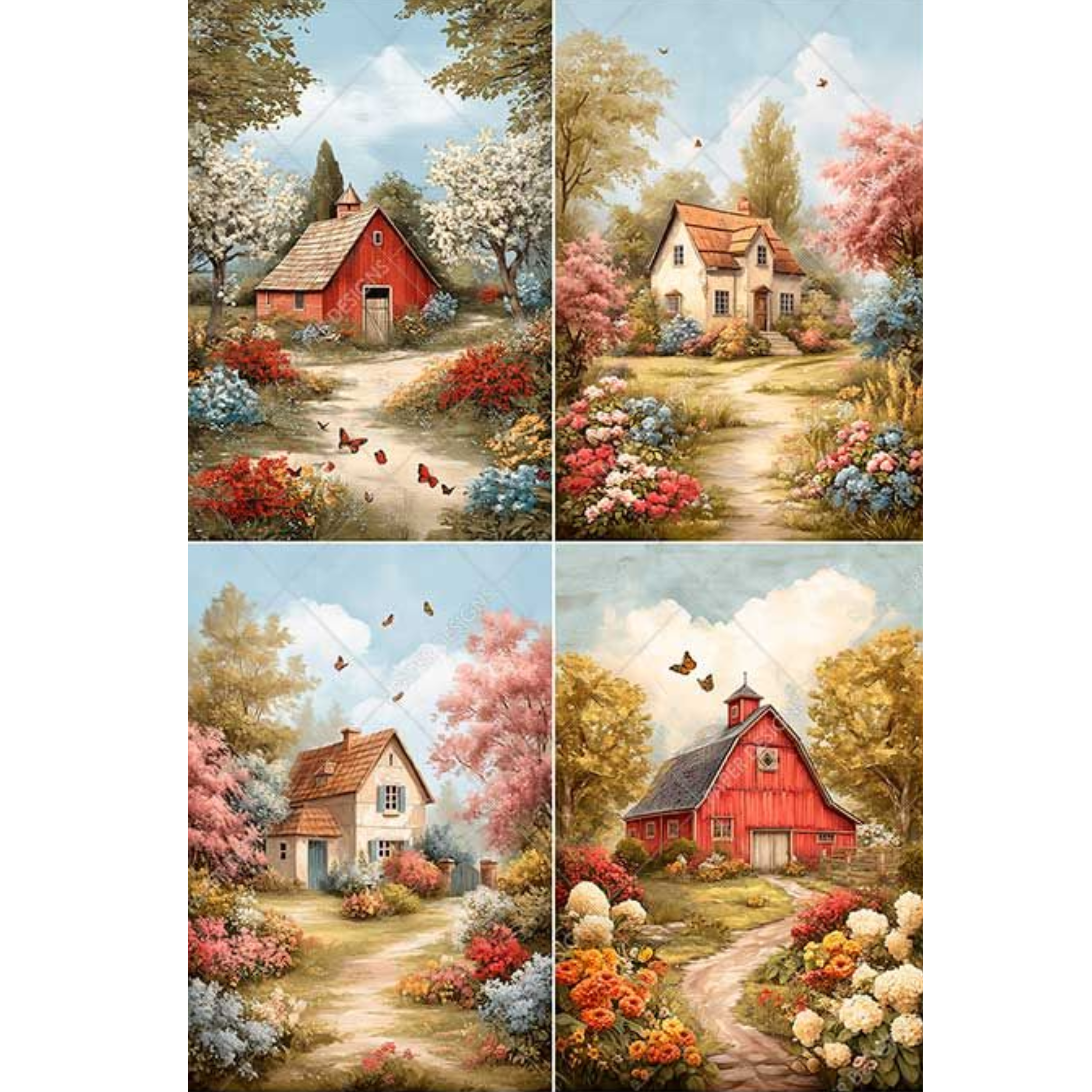Colorful Cottages - Decoupage Rice Paper – Milton's Daughter