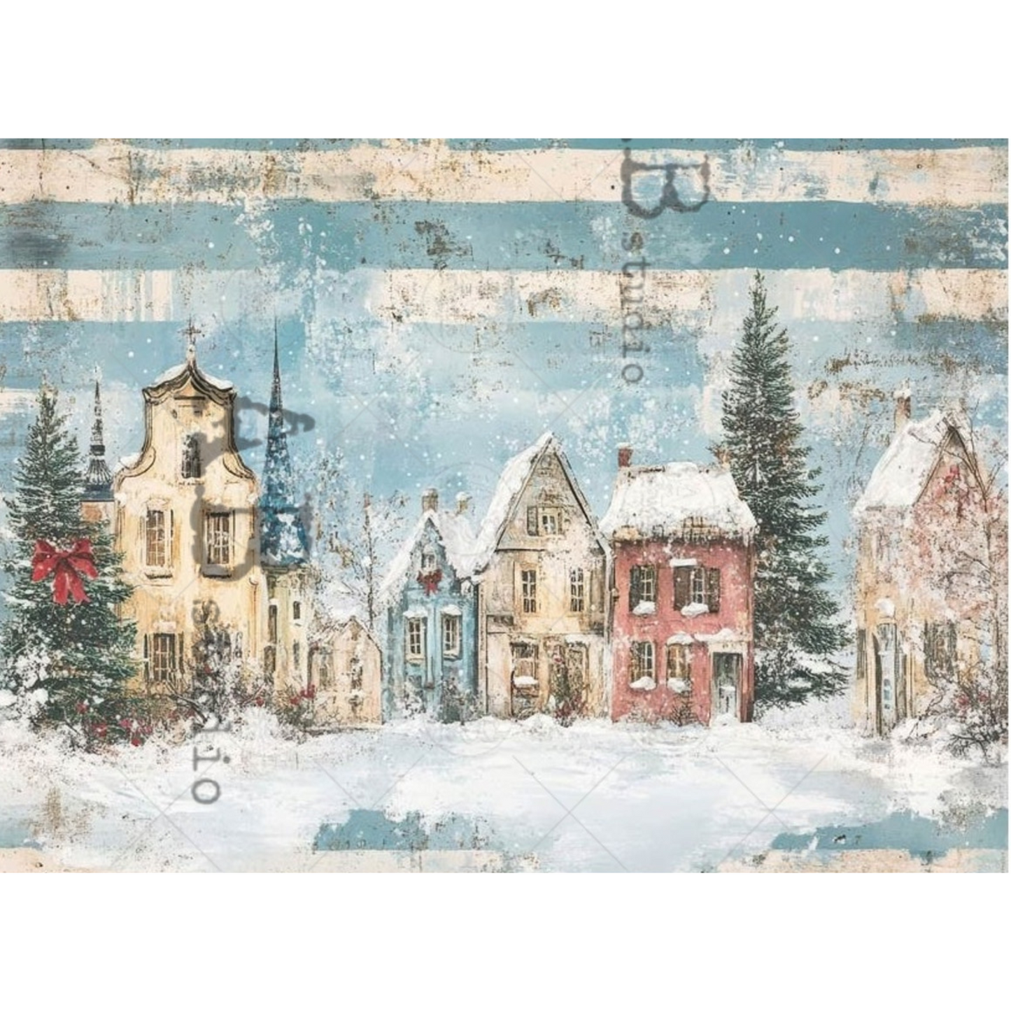 "Village Houses Scene" decoupage rice paper by AB Studio. Available at Milton's Daughter.