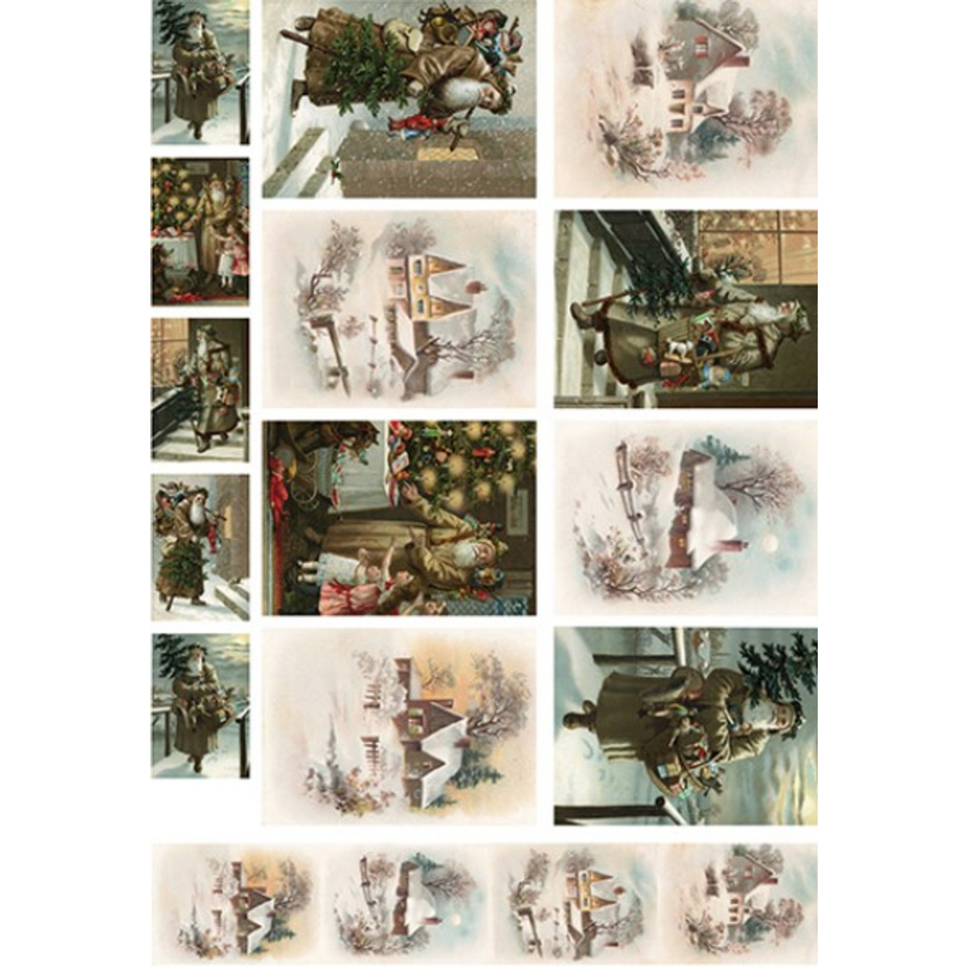"Vintage Santas and Snowy Houses" decoupage rice paper by Calambour. Available at Milton's Daughter.
