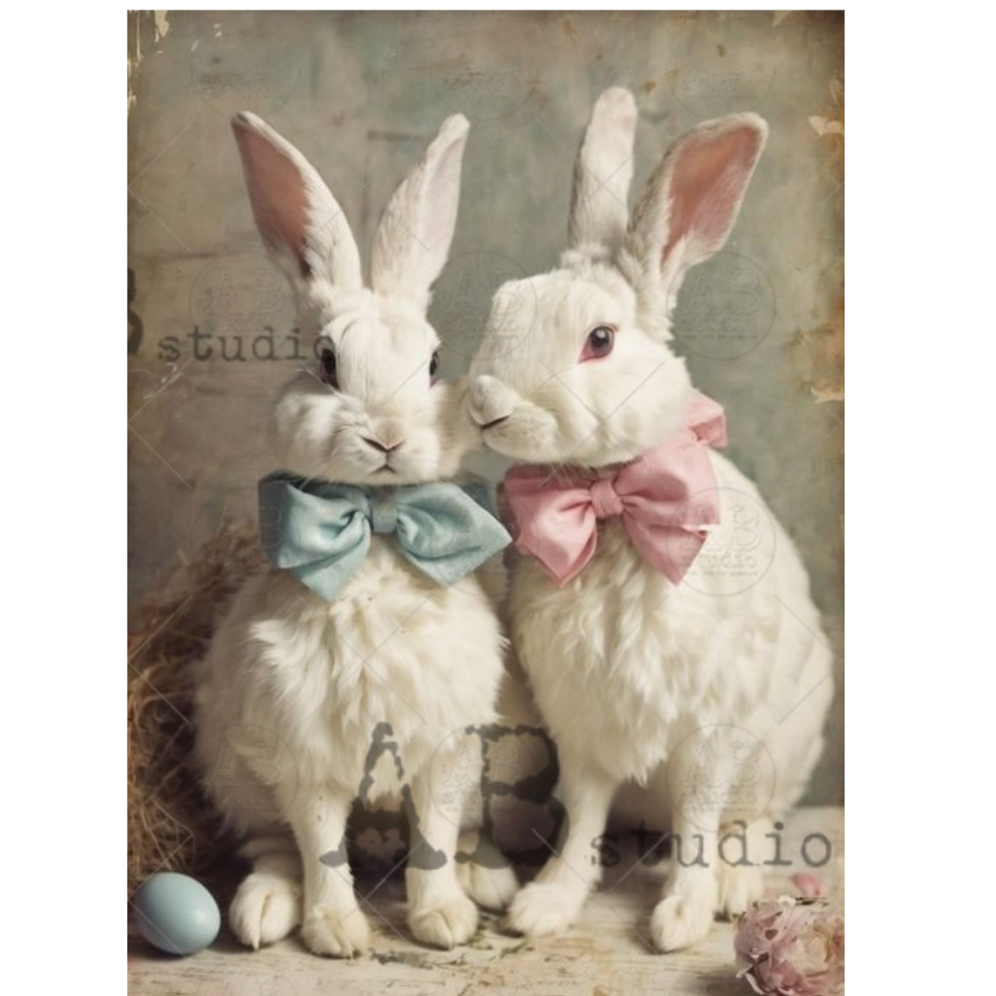 "White Boy and Girl Bunny" decoupage rice paper by AB Studio. Available at Milton's Daughter.