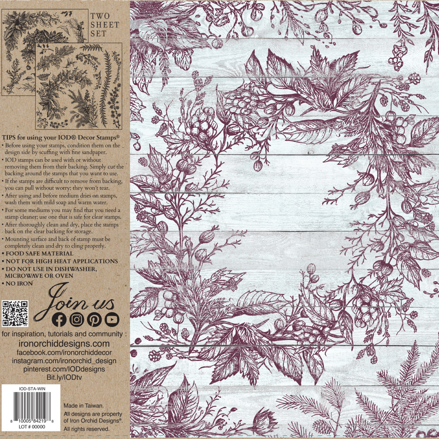 "Winter Adornment" IOD Stamp by Iron Orchid Designs. Back cover. Available at Milton's Daughter.