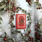 "Winter Botanist" IOD Transfer by Iron Orchid Designs. Example Pic 1. Transfer available at Milton's Daughter. Red book with bird illustration on a decorative background with greenery and berries.