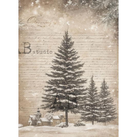 "Winter Trees" decoupage rice paper by AB Studio. Available at Milton's Daughter.