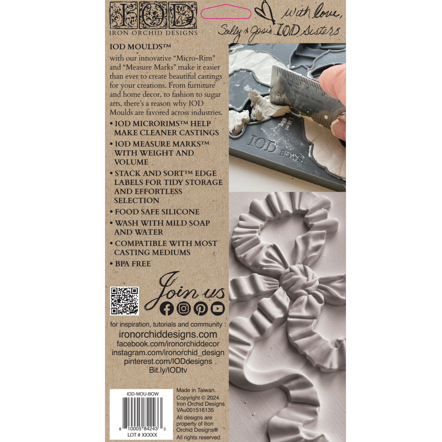 "Bows" IOD Mould by Iron Orchid Designs. Back cover. Mould available at Milton's Daughter.