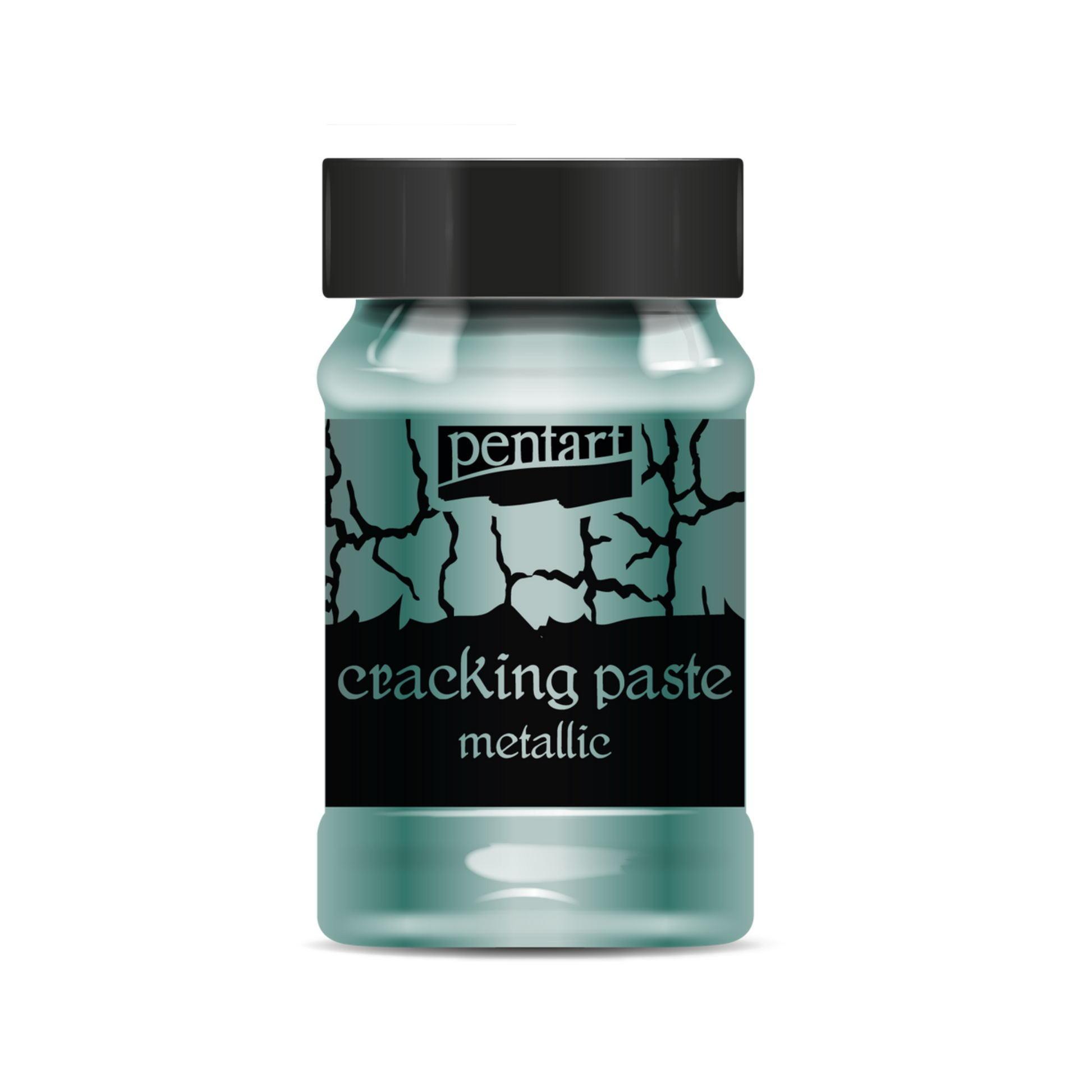 "Cracking Paste-Metallic" by Pentart.  Turquoise Metallic 100 ml.  Available at Milton's Daughter.