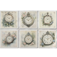Set of six decorative clock faces with floral and vintage design elements on a white background.