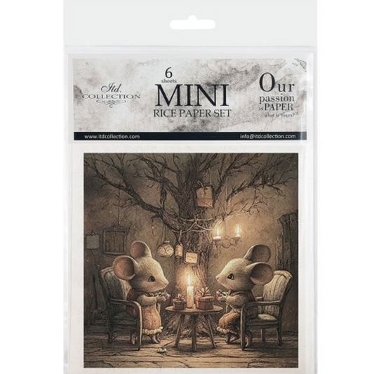 "Mouse Family Christmas" mini rice paper set by ITD Collection. Front cover.