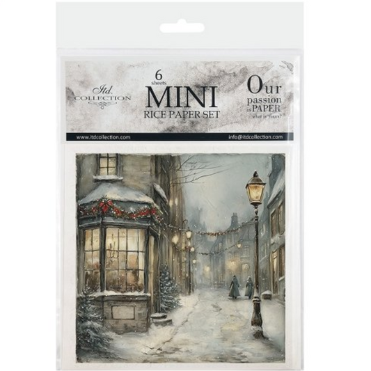 "Snowy Village" Mini Rice Paper Set by ITD Collection. Front cover.