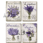 Set of 4 designs with bundles of lavender with french text.