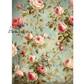 Pale pink florals on vines on an aqua background.