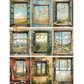 Set of 9 tag sized images of various windows with country views.