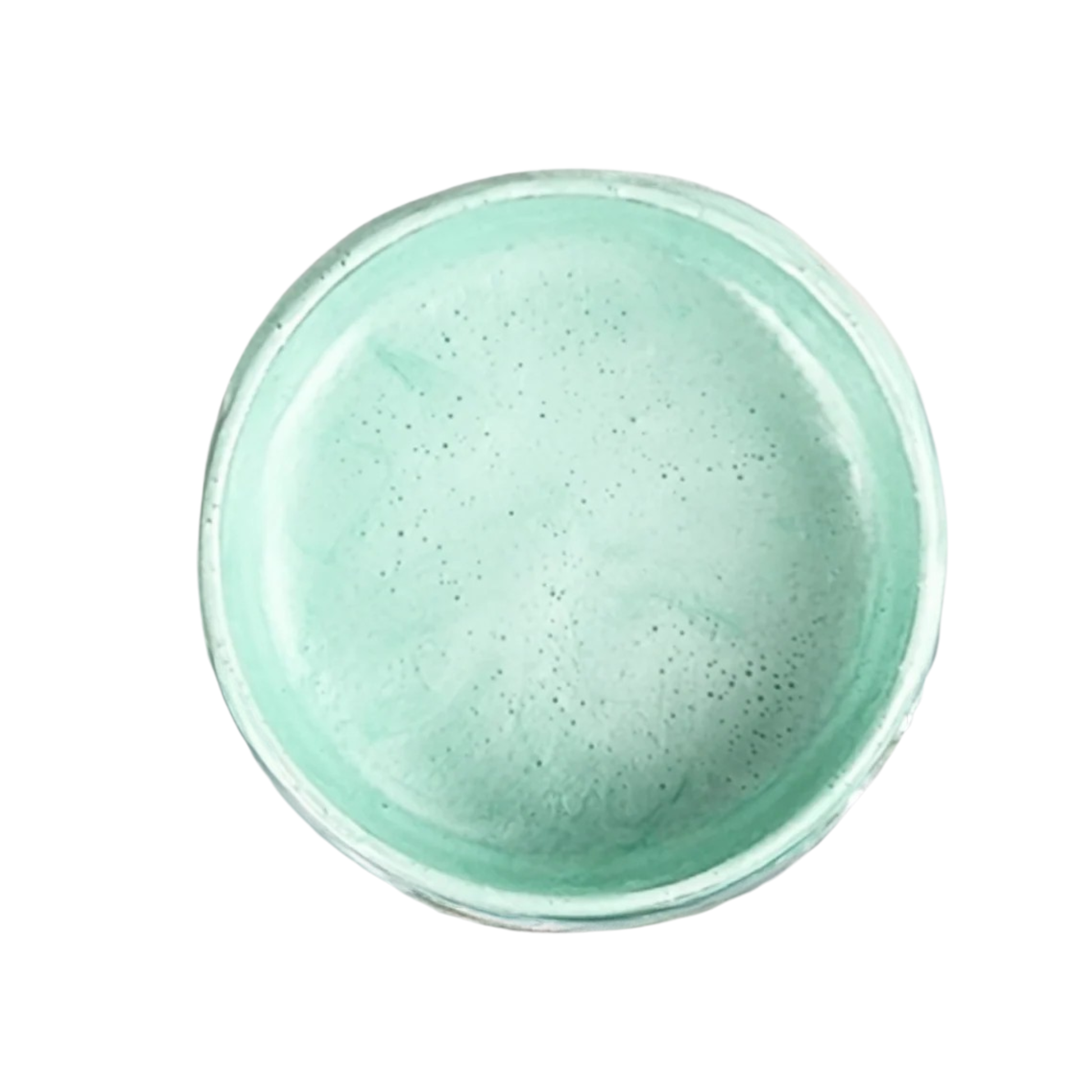 Pale blue-green metallic paint on a white background