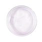 Open jar of pale lavender metallic paint on a white background.