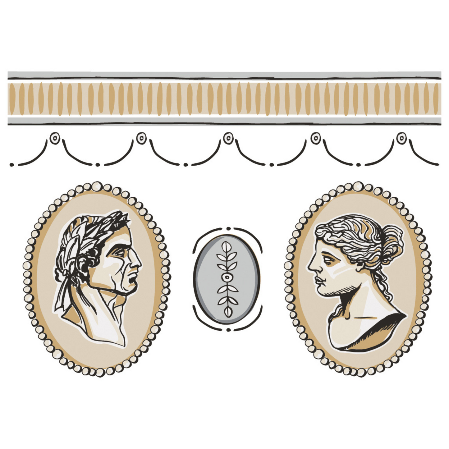 "Classical Cameo" IOD Paint Inlay Designed by Annie Sloan. Two of eight sheets inlcuded as shown. Available at Milton's Daughter.