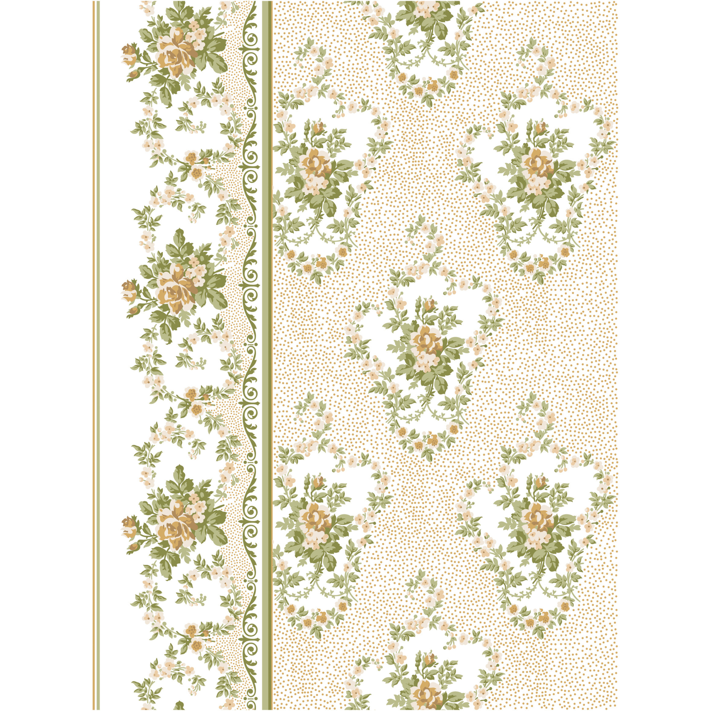 Floral patterned design with decorative border on a white background