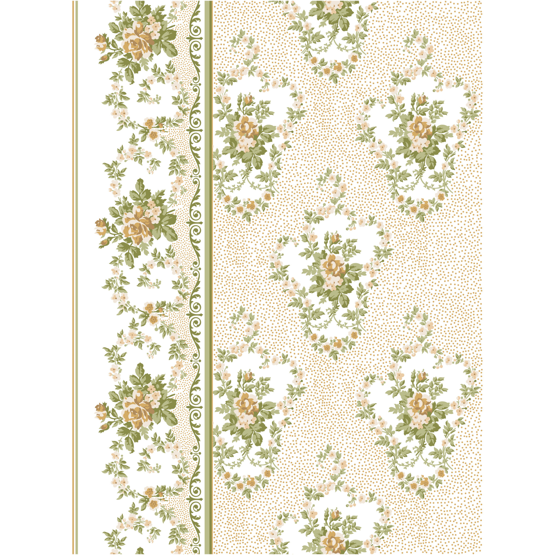 Floral patterned design with decorative border on a white background