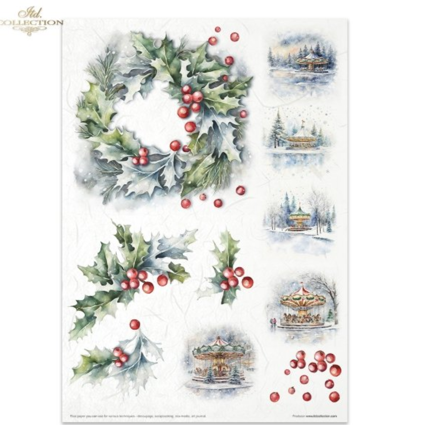 Winter Wreath - Decoupage Rice Paper Set