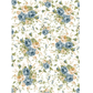 Floral pattern with blue and beige flowers on a white background