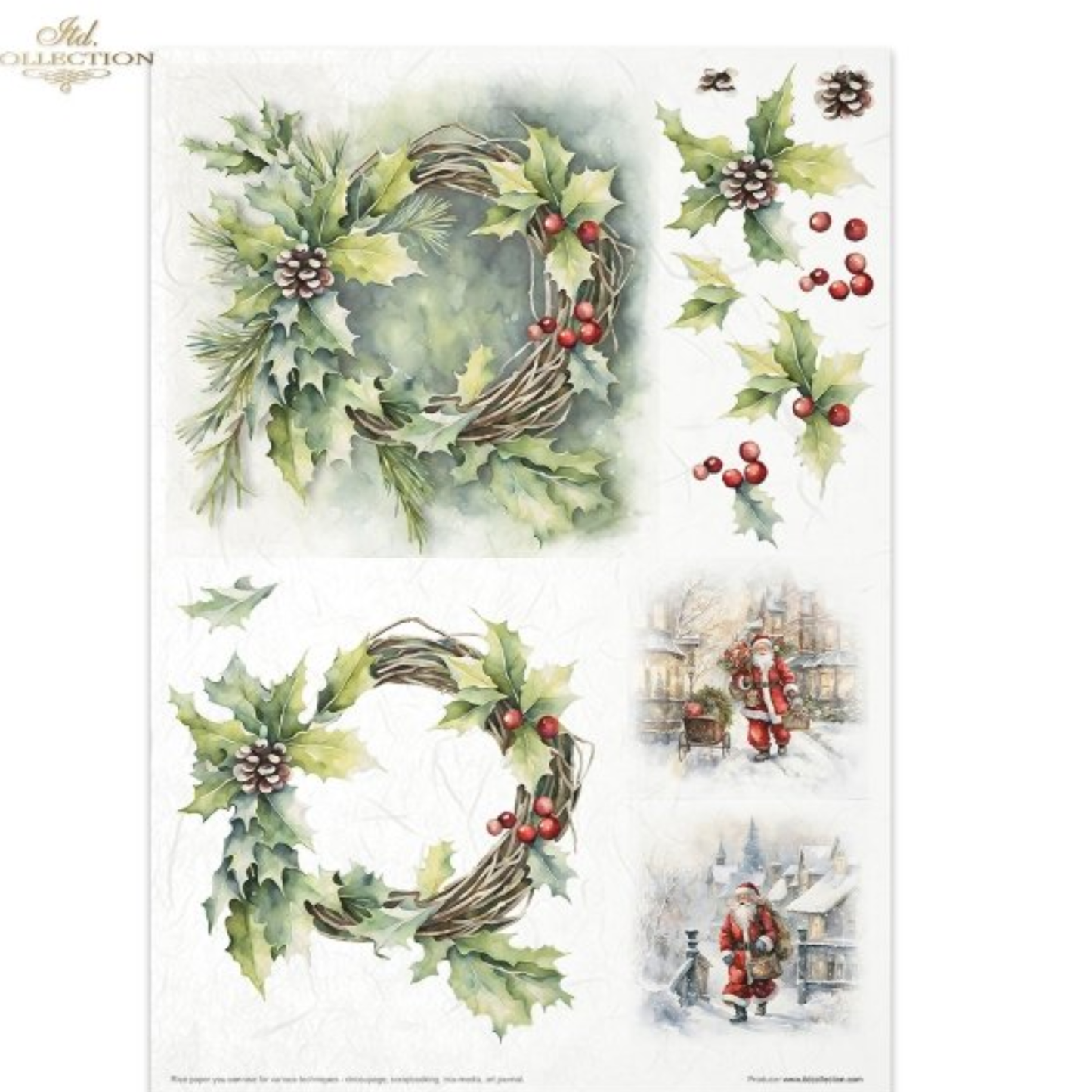 Winter Wreath - Decoupage Rice Paper Set