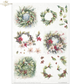 A sheet of Christmas wreath and floral illustrations from Winter Wreath set from ITD Collection, featuring green holly and pine wreaths with red berries, white and pink lilies, and small poinsettias on a textured off-white background.