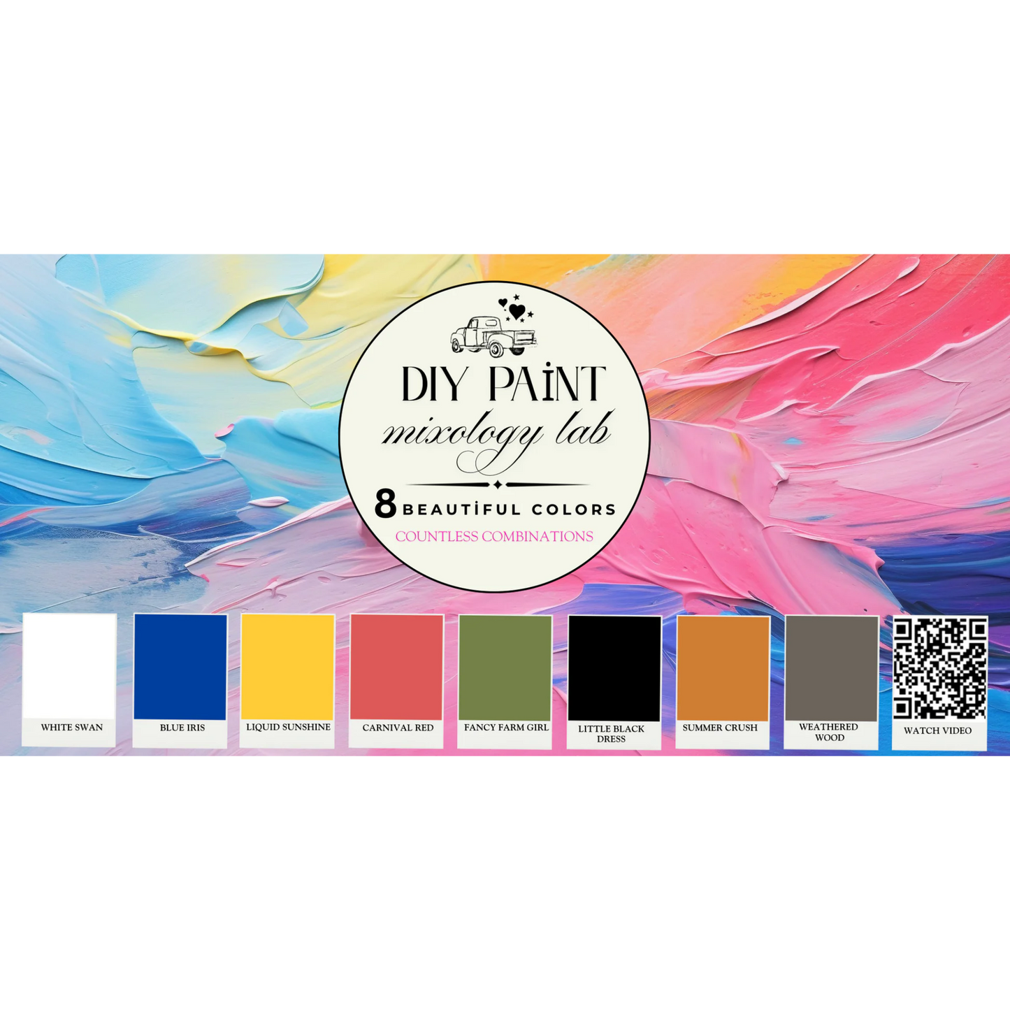 DIY Paint Mixology Lab 8 Color 
Sampler Box by Debi's DIY Paint and Debi's Design Diary. Contains eight 2 oz jars of DIY Paint for sampling and mixing countless color combinations. Available at Milton's Daughter.