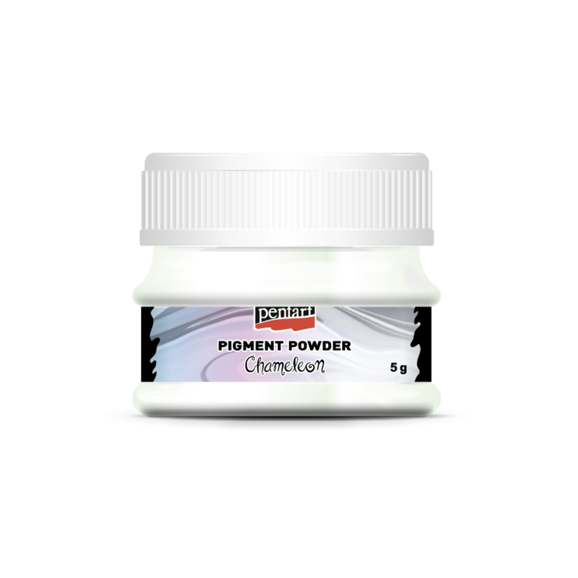 Bottle of pigment powder with a white lid on a white background