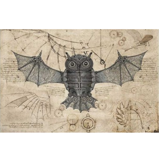 "Steampunk Bat" decopuage rice paper by Paper Designs. Size A4 available at Milton's Daughter.