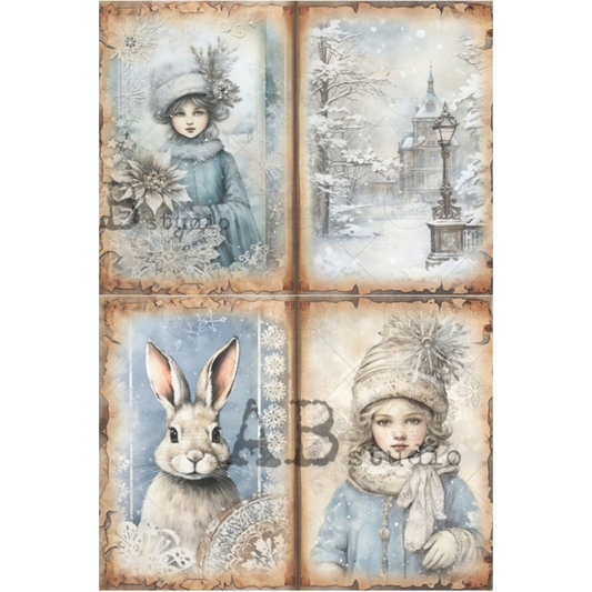 Winter Girls & Rabbit 4 Pack