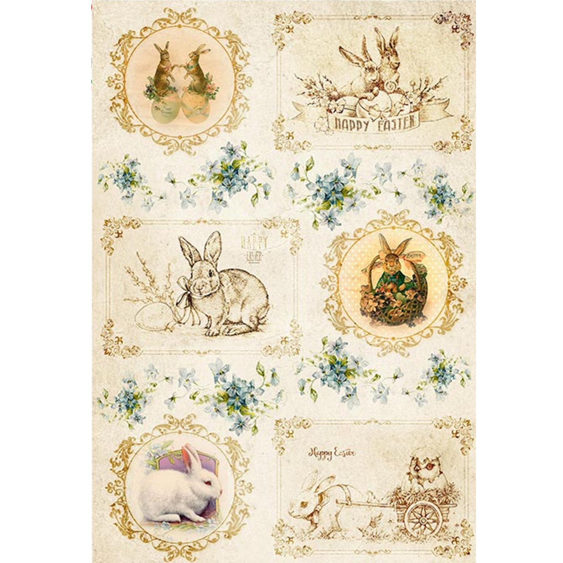 "Easter Bunnies" Holiday 0100 - decoupage rice paper by Paper Designs. Size A4 available at Milton's Daughter.