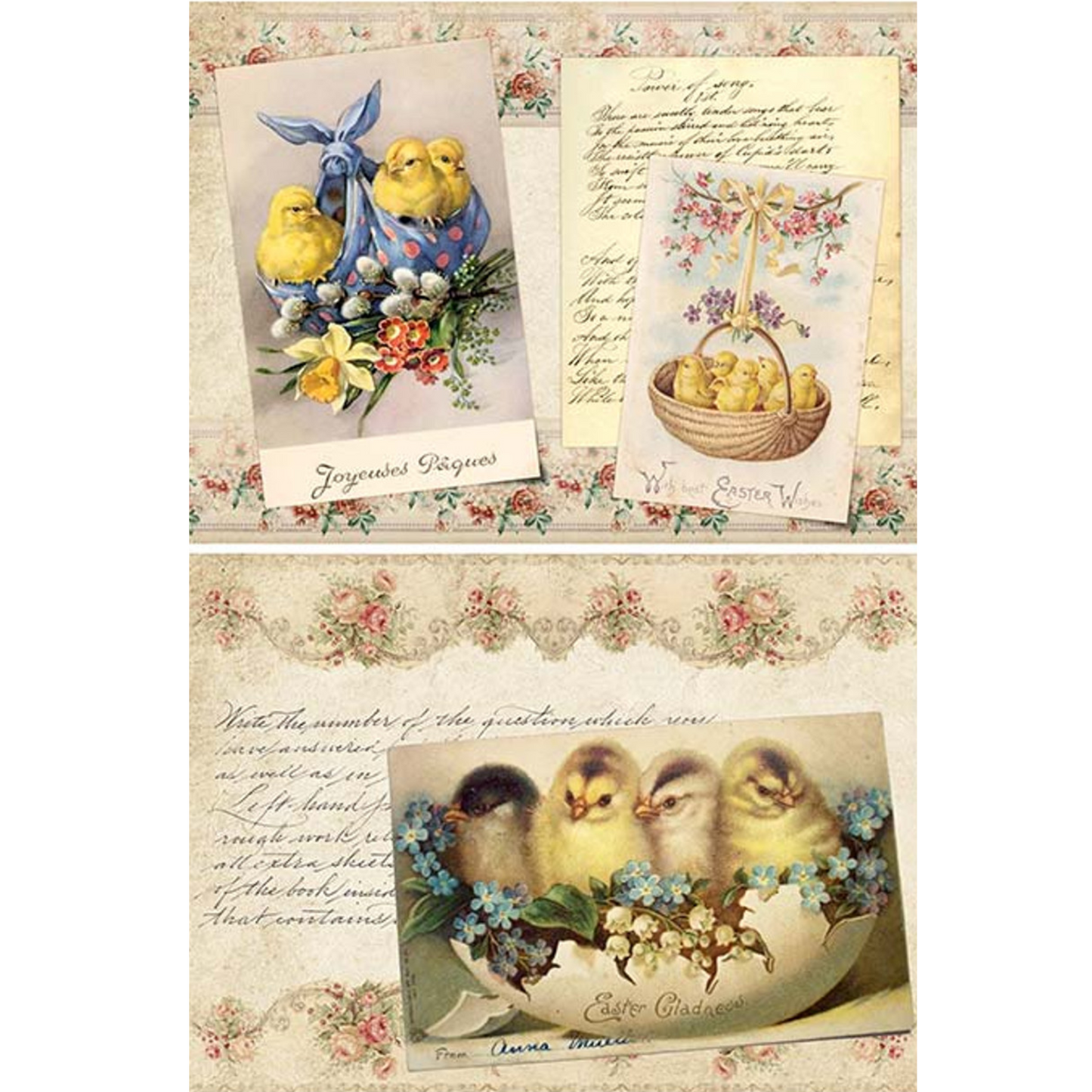 "Easter Chicks" Holiday 0103 decoupage rice paper by Paper Designs. Size A4 available at Milton's Daughter.