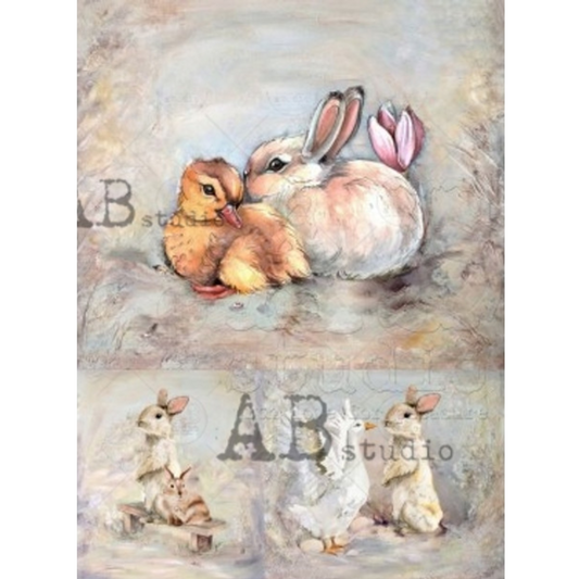 "3-Pack Watercolor Easter Scenes" decoupage rice paper by AB Studio. Size A4 available at Milton's Daughter.