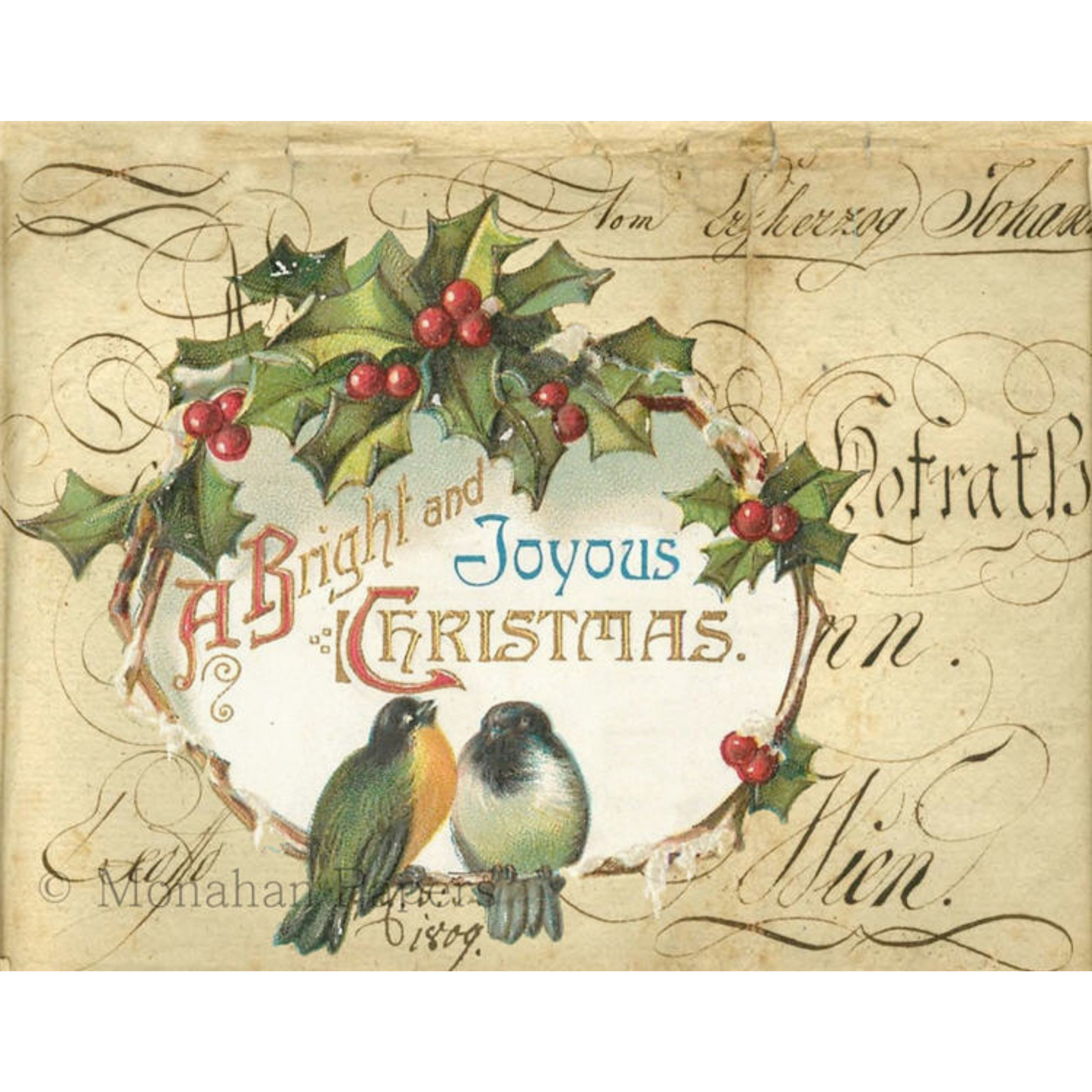 "A Bright and Joyous Christmas" Decoupage Paper by Monahan Papers available at Milton's Daughter.