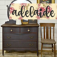 Sweet  Pickins Milk Paint in color Adelaide-deep plumb color painted on dresser front at Milton's Daughter