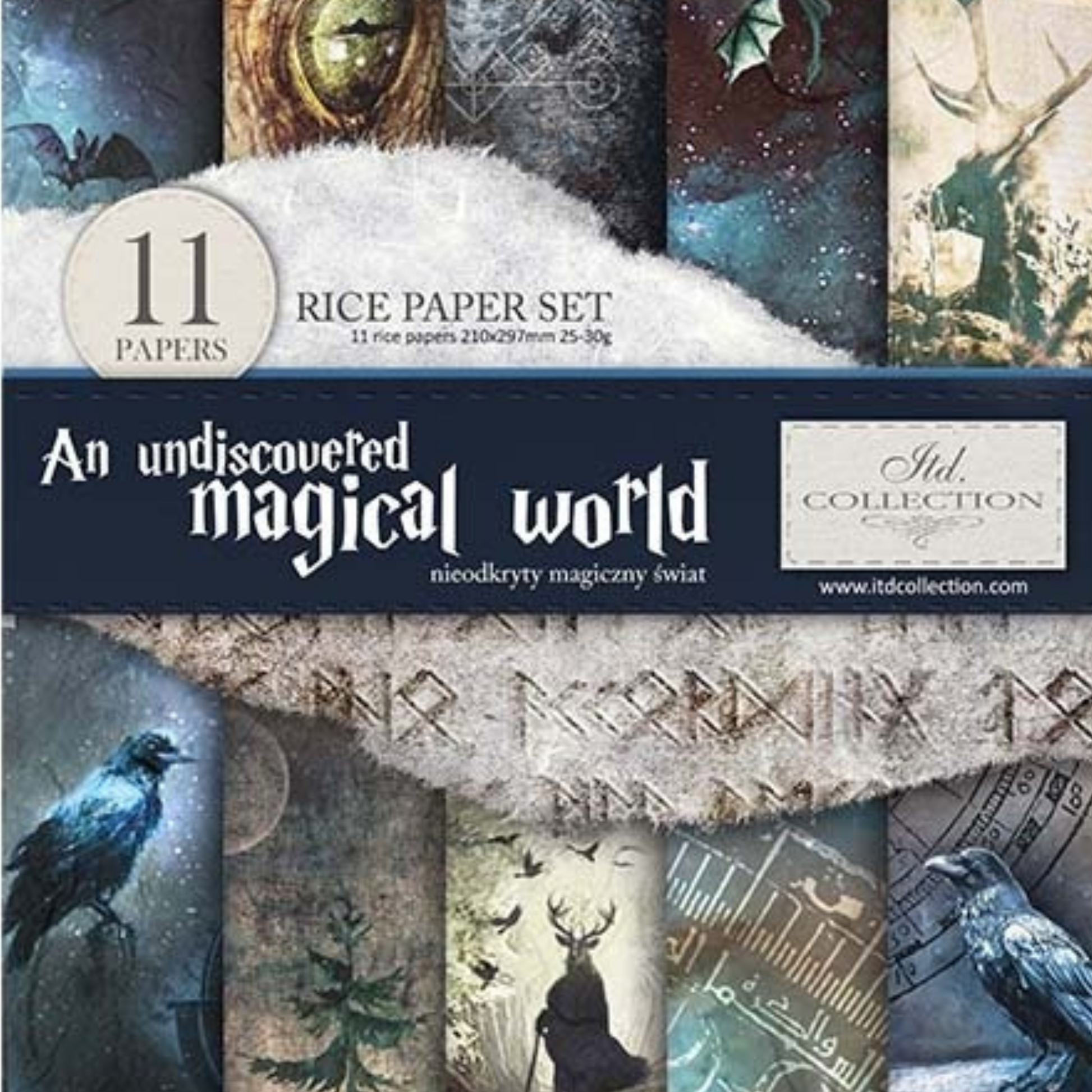 "An Undiscovered Magical Wolrd" decoupage Rice Paper Pack of 11 -front cover -by ITD Collection available at Milton's Daughter.