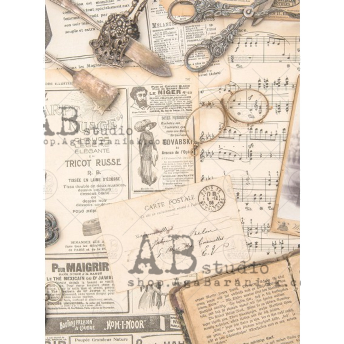 Antique Paper Colored Vellum Paper for Decoupage by AB Studio