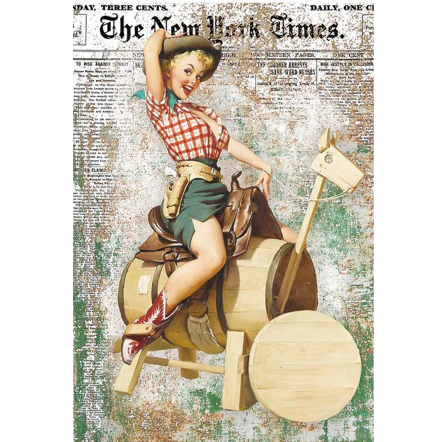"Barrel Bull Riding" decoupage rice paper by Paper Designs. Size A4 available at Milton's Daughter.